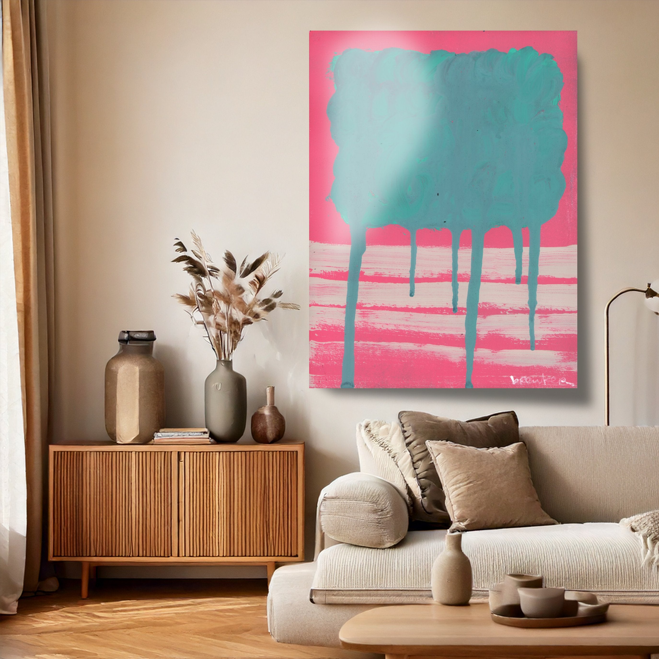 The pink glow of succes. Joy and laughter